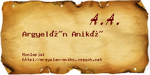 Argyelán Anikó névjegykártya